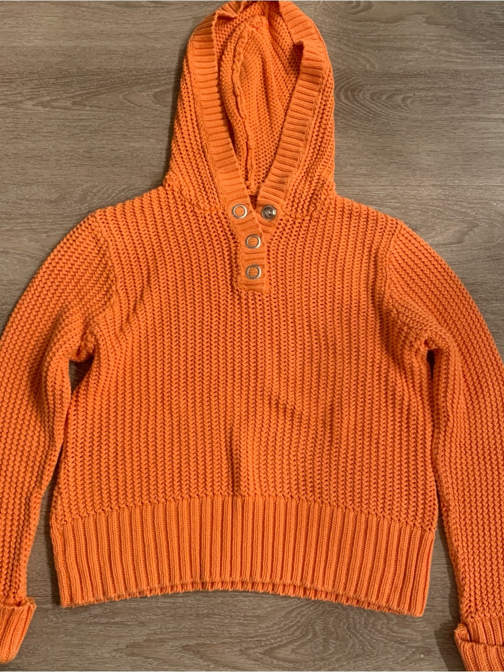 Orange Knit Hoodie Size M